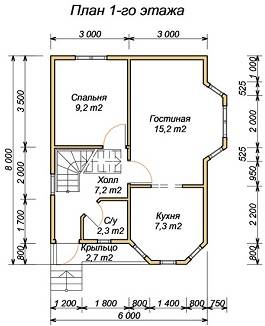 Планировка дома 6х8