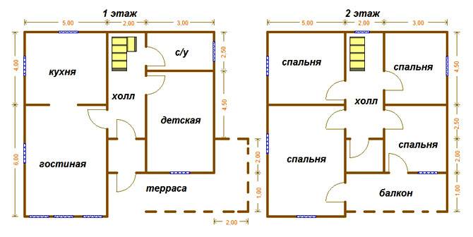 Планировка дома 10x10